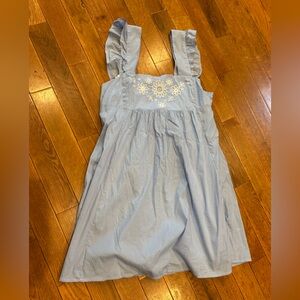 Draper James women’s XL X-Large Blue Striped Dress with White Floral Embroidery